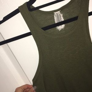 Free People Green Ribbed Tank Top